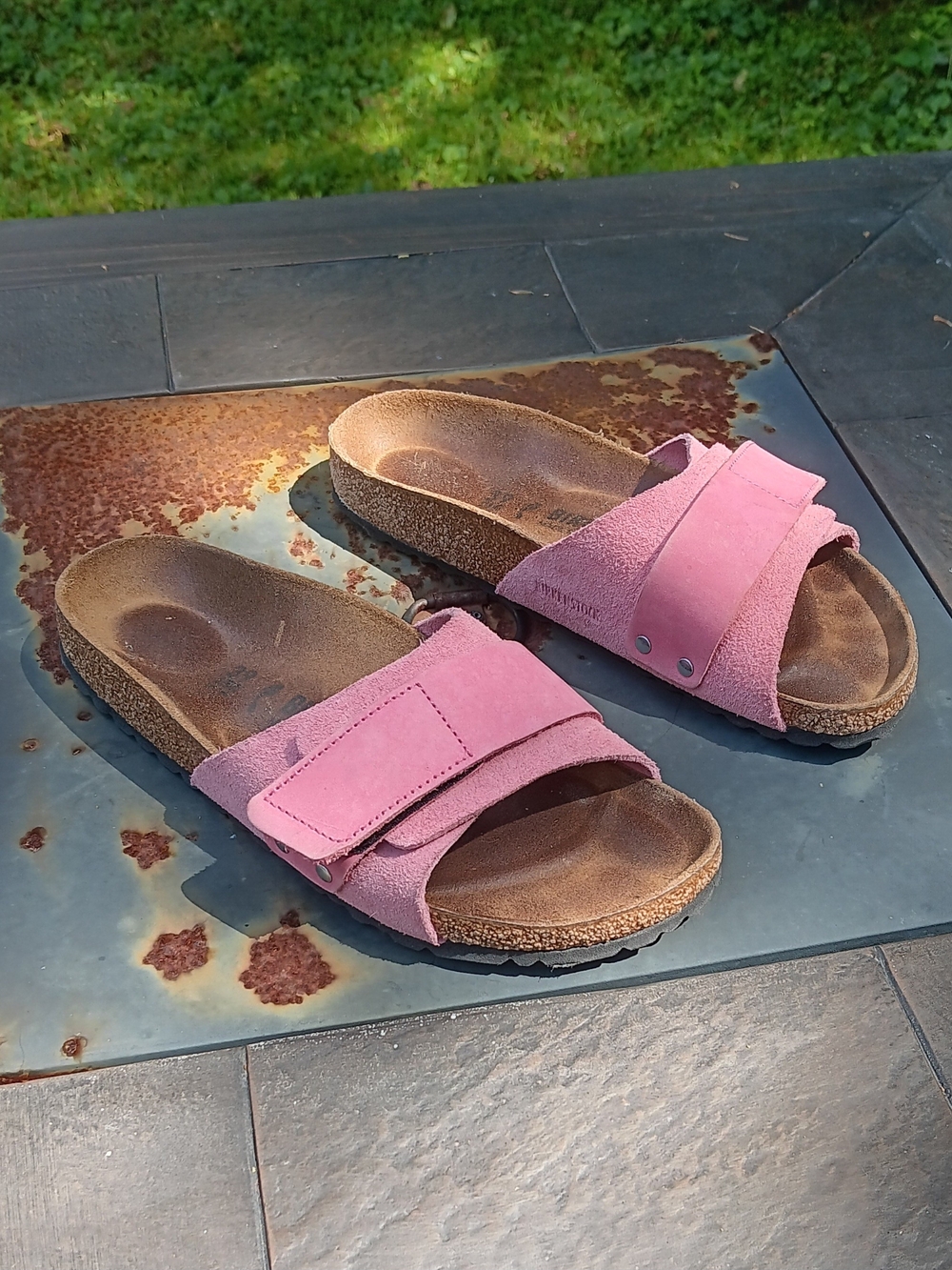 Birkenstock Oita Candy Pink Suede Leather Adjustable Slide Sandals 8.5-9 US/39